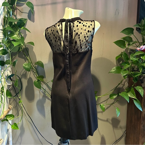 Classic Flocked Black Sheath Dress - Picture 4 of 7